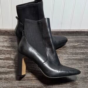 Vince Camuto Women's Black Leather Slip On High Heel Ankle Boots Size 9.5